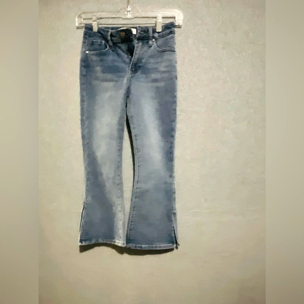 YMI Girl Flare Side Slit Denim Jeans Size 8 Medium Wash Stretch Boho Chic